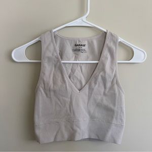 3/$20 Garage Cream Beige Stella Seamless Plunge Tank Top